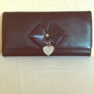 Nine West Wallet - Black Bow Tie W/ Heart Pendant